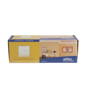 Image of Artex Easifix Classic C-shaped Paper faced plaster Internal Coving corner (L)340mm (W)95mm Pack of 4