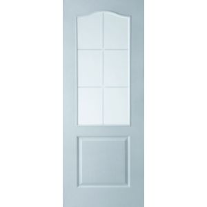 Image of 2 panel 6 Lite Etched Glazed Arched Pre-painted White Internal Door (H)1981mm (W)838mm