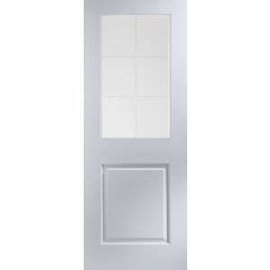 Image of 2 panel 6 Lite Etched Glazed Pre-painted White Internal Door (H)1981mm (W)686mm