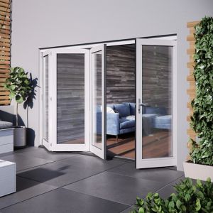 Image of Jeld-Wen Bedgebury Clear Glazed White Hardwood Reversible External Folding Patio Door set (H)2094mm (W)2994mm