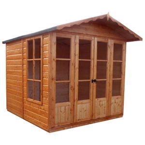 Image of Shire Kensington 7x7 Apex Shiplap Wooden Summer house - Assembly service included