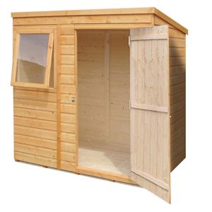 Image of Shire Caldey 6x4 Pent Shiplap Wooden Shed (Base included)