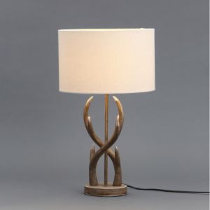 Image of Inlight Hela Antler Matt Wooden effect Incandescent Table lamp