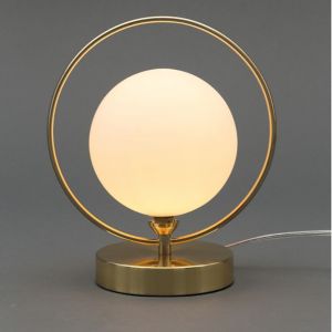Image of Inlight Holt Hoop Satin Brass & opal Table lamp