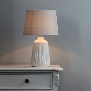 Image of Inlight Stephano Embossed ceramic Ivory LED Table light