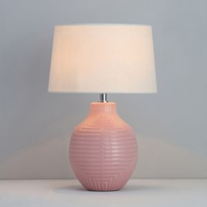 Image of Ananke Embossed ceramic Pink Table light