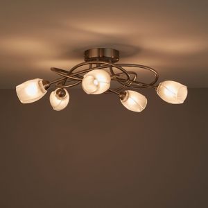Image of Forbes Brushed Chrome effect 5 Lamp Ceiling light