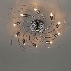 Image of Yarrow Spiral Brushed Black Chrome effect 10 Lamp Ceiling light