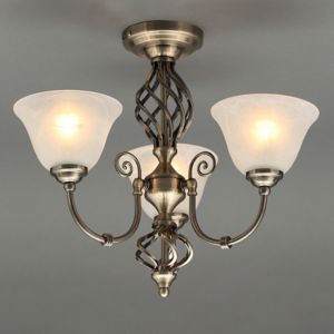 Image of Rolli Brushed Antique brass effect 3 Lamp Ceiling light