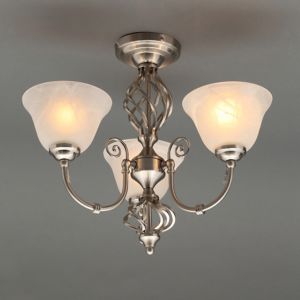 Image of Rolli Brushed Nickel effect 3 Lamp Ceiling light