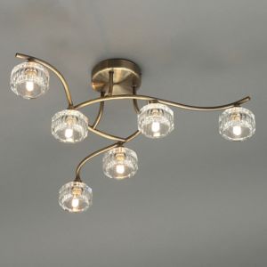 Image of Allyn Brushed Antique brass effect 6 Lamp Ceiling light