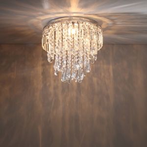 Image of Despina Chrome effect 3 Lamp Crystal Ceiling light