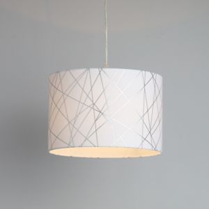 Image of Carme White Silver effect Drum shade Light shade (D)300mm