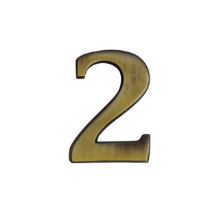 Image of The House Nameplate Company Brass effect Metal Self-adhesive House number 2 (H)60mm (W)40mm