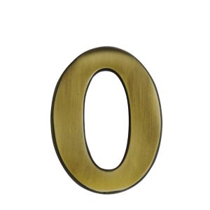 Image of The House Nameplate Company Brass effect Metal Self-adhesive House number 0 (H)60mm (W)40mm