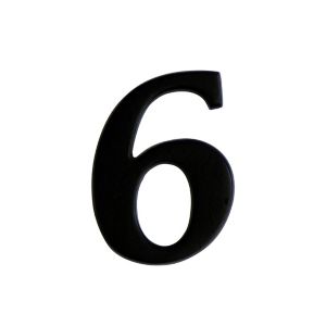 Image of The House Nameplate Company Black Iron effect Metal Self-adhesive House number 6 (H)60mm (W)40mm