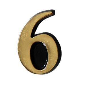 Image of The House Nameplate Company Polished Brass Self-adhesive House number 6 (H)50mm (W)25mm