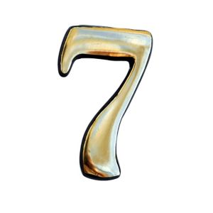 Image of The House Nameplate Company Polished Brass Self-adhesive House number 7 (H)50mm (W)25mm