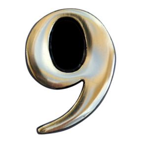 Image of The House Nameplate Company Polished Brass Self-adhesive House number 9 (H)50mm (W)25mm