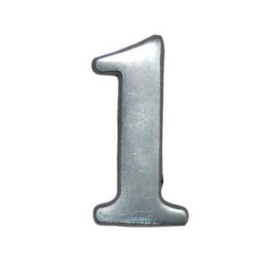 Image of The House Nameplate Company Brushed Silver effect Aluminium Self-adhesive House number 1 (H)50mm (W)25mm