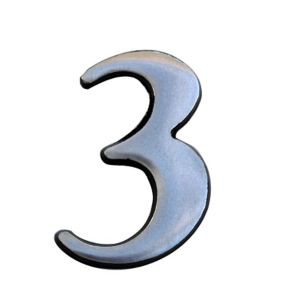 Image of The House Nameplate Company Brushed Silver effect Aluminium Self-adhesive House number 3 (H)50mm (W)25mm
