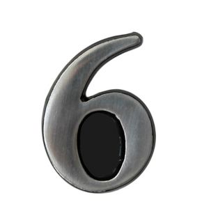 Image of The House Nameplate Company Brushed Silver effect Aluminium Self-adhesive House number 6 (H)50mm (W)25mm