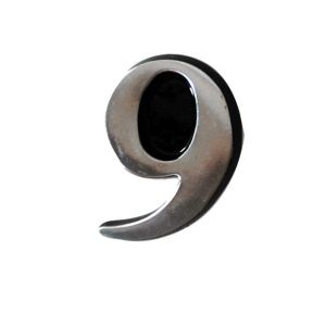 Image of The House Nameplate Company Brushed Silver effect Aluminium Self-adhesive House number 9 (H)50mm (W)25mm