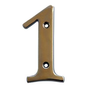 Image of The House Nameplate Company Polished Chrome effect Metal House number 1 (H)100mm (W)63mm