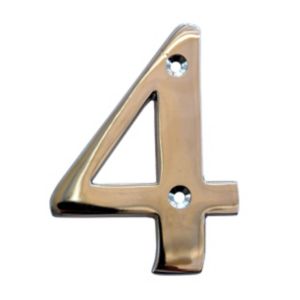 Image of The House Nameplate Company Polished Chrome effect Metal House number 4 (H)100mm (W)63mm
