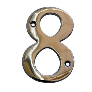 Image of The House Nameplate Company Polished Chrome effect Metal House number 8 (H)100mm (W)63mm