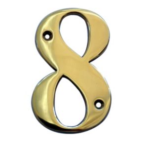 Image of The House Nameplate Company Polished Brass House number 8 (H)100mm (W)65mm