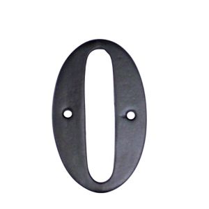 Image of The House Nameplate Company Polished Black Aluminium House number 0 (H)100mm (W)65mm