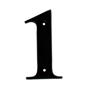 Image of The House Nameplate Company Polished Black Aluminium House number 1 (H)100mm (W)65mm