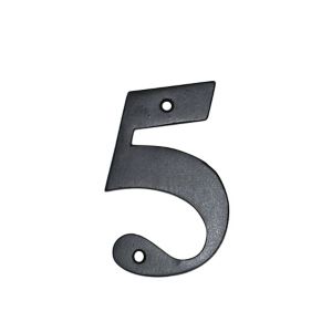 Image of The House Nameplate Company Polished Black Aluminium House number 5 (H)100mm (W)65mm