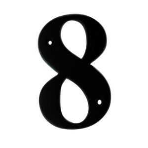 Image of The House Nameplate Company Polished Black Aluminium House number 8 (H)100mm (W)65mm