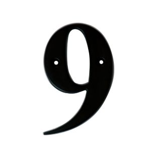 Image of The House Nameplate Company Polished Black Aluminium House number 9 (H)100mm (W)65mm