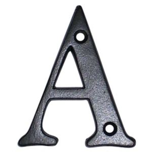Image of The House Nameplate Company Matt Black Brass House letter A (H)100mm (W)65mm