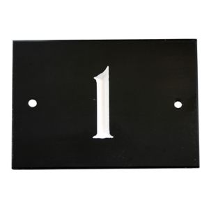 Image of The House Nameplate Company Black & white Slate Rectangular House number 1 (H)102mm (W)140mm