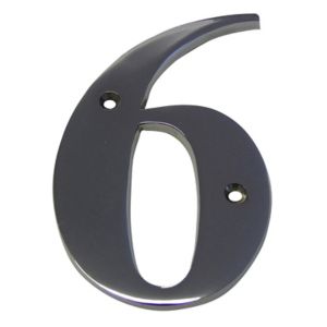 Image of The House Nameplate Company Polished Chrome effect Brass House number 6 (H)150mm (W)85mm