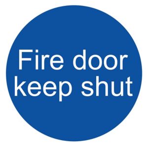 Image of Fire door keep shut Fire information sign (H)100mm (W)100mm