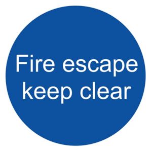 Image of Fire escape keep clear Fire information sign (H)100mm (W)100mm