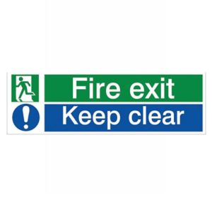 Image of Fire exit keep clear Fire information sign (H)125mm (W)400mm