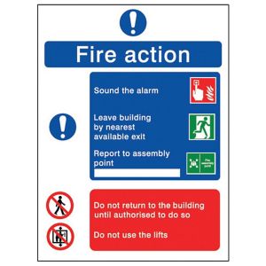 Image of Fire action Fire information sign (H)200mm (W)150mm