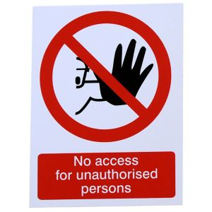 Image of No access for unauthorise persons Self-adhesive labels (H)200mm (W)150mm