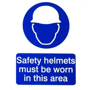 Image of Safety helmets must be worn Safety sign (H)200mm (W)150mm