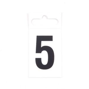Image of Black & white Plastic Self-adhesive Door number 5 (H)50mm (W)30mm