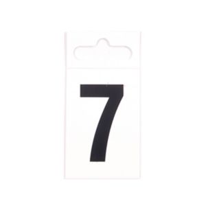 Image of Black & white Plastic Self-adhesive Door number 7 (H)50mm (W)30mm