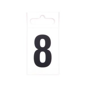 Image of Black & white Plastic Self-adhesive Door number 8 (H)50mm (W)30mm