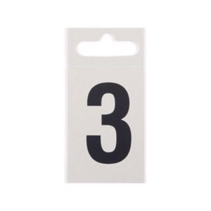 Image of Silver effect Plastic Self-adhesive Door number 3 (H)50mm (W)30mm