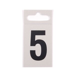 Image of Silver effect Plastic Self-adhesive Door number 5 (H)50mm (W)30mm